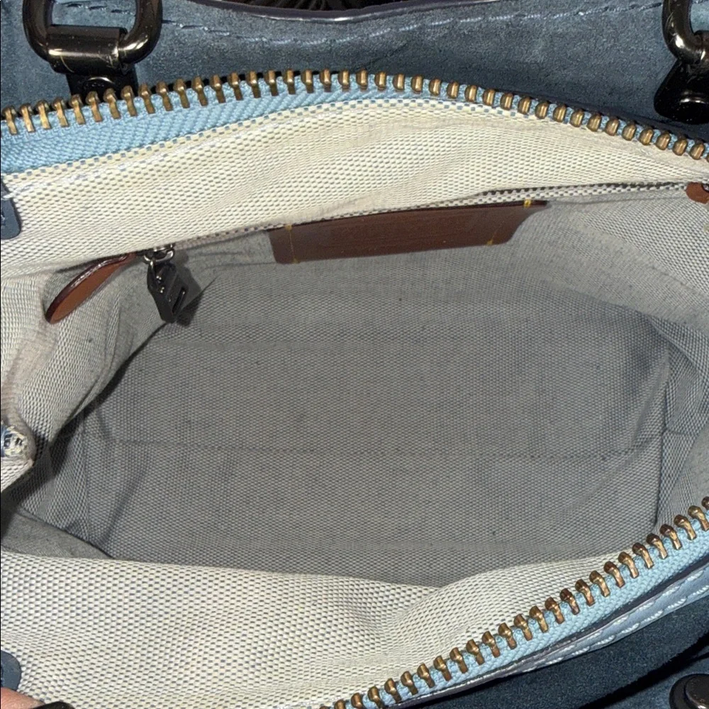 Coach Rogue Light Blue Pebbled Leather Satchel with crossbody strap - Picture 7 of 10